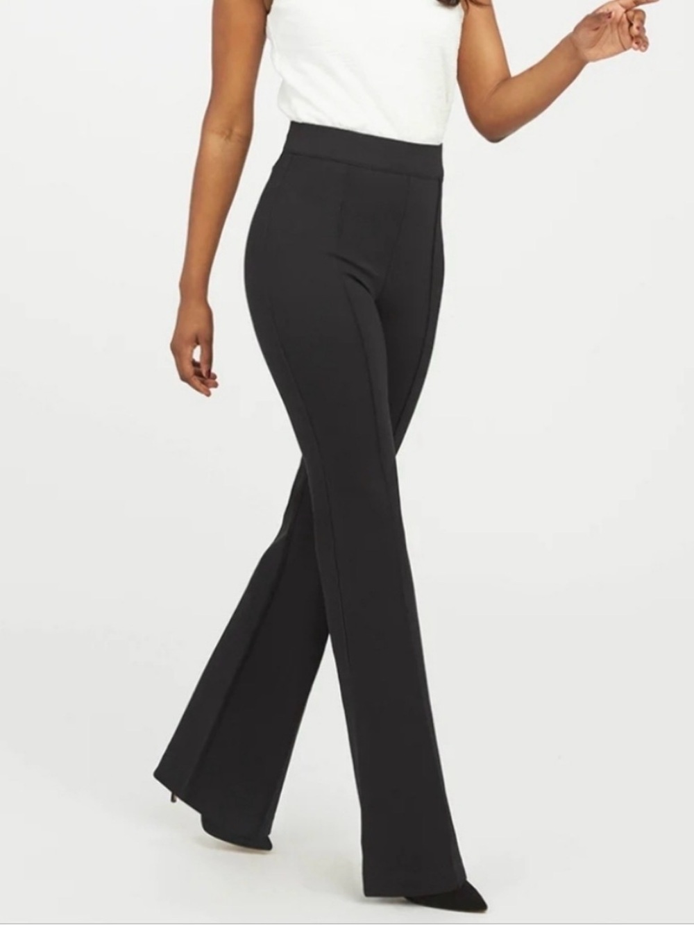 SPANX High Waisted Flare PerfectFit Ponte Pants in Black Size Large